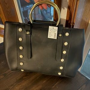 Maurice’s Black Purse with metal handle and pearl details